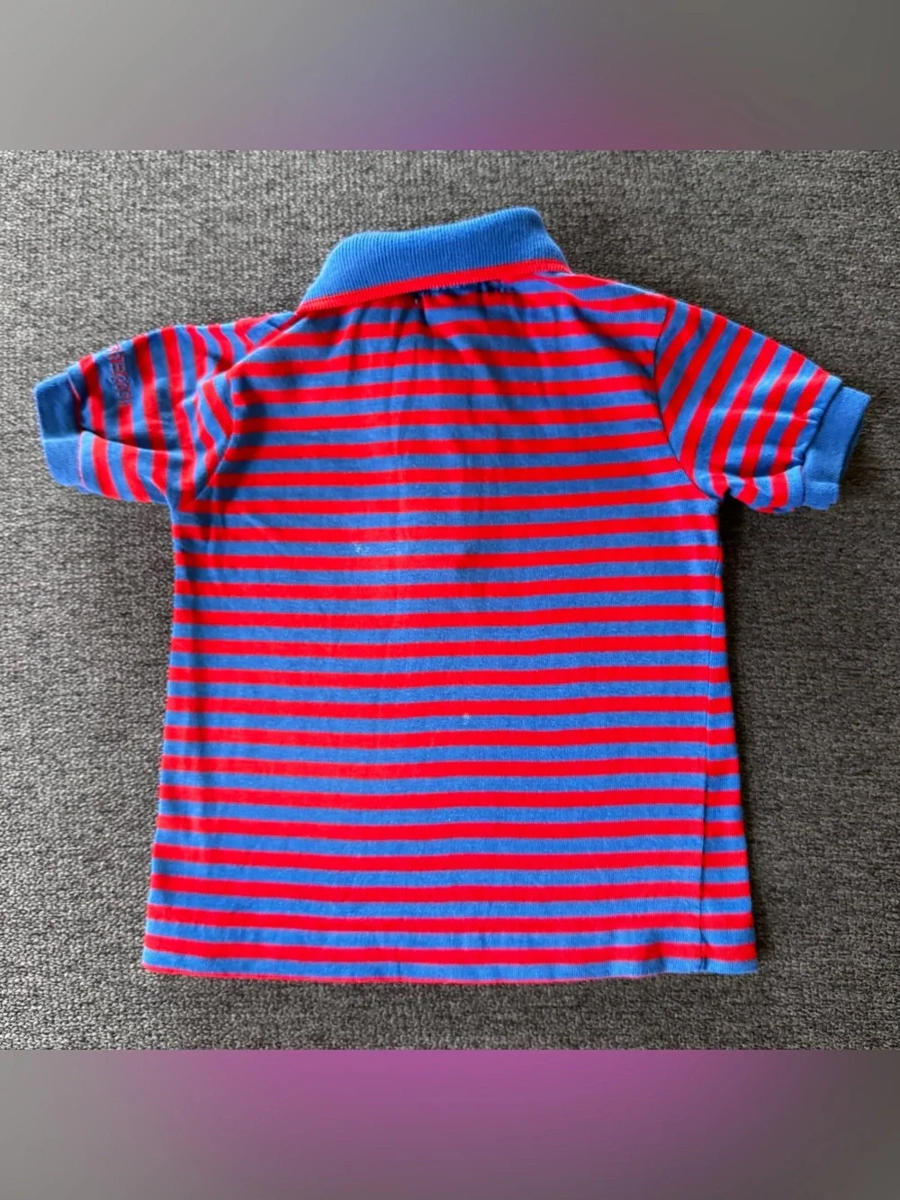 Vtg Oshkosh Striped Polo Shirt Top Blue Red Kidcore Preppy Classic 2T